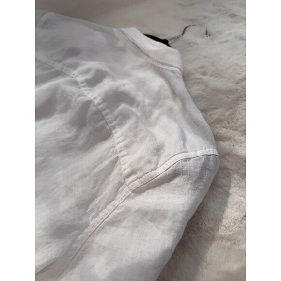 Chico's Size 3 White 100% Linen Long Sleeve Button-Up Blouse w/Roll-Tab Sleeves - Picture 10 of 13
